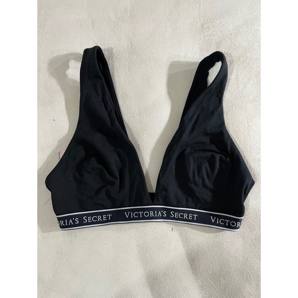 Victoria's Secret Black Cotton Modal Bralette Bra S P B75